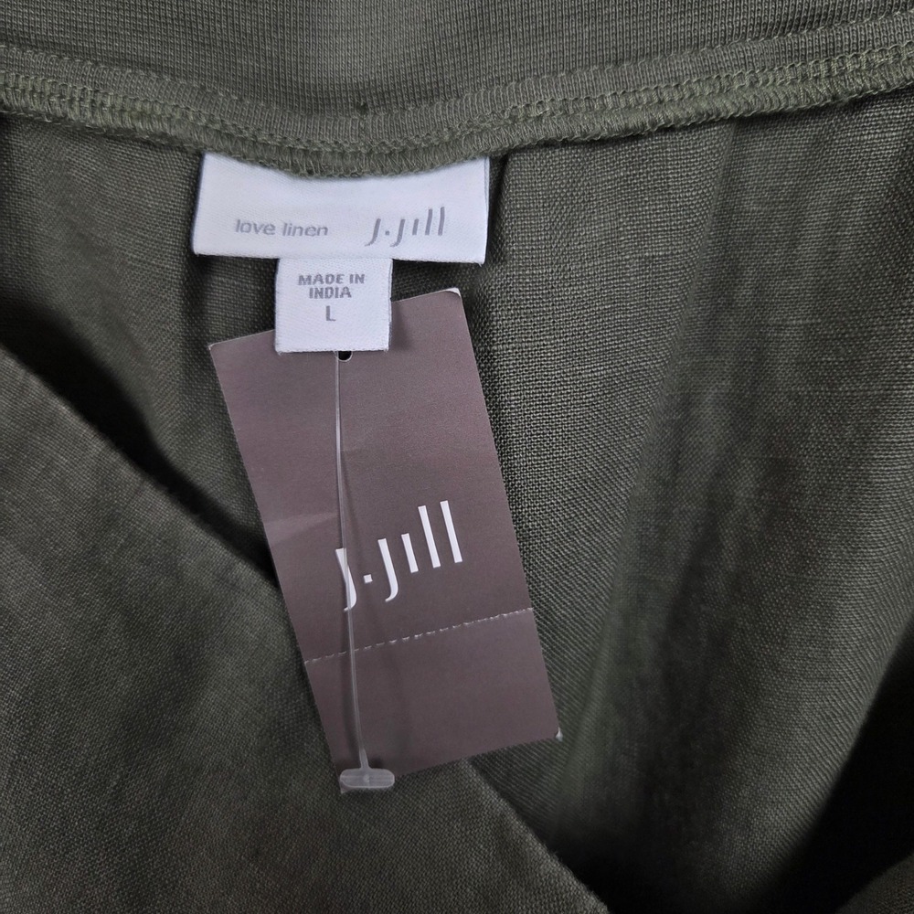 J Jill Love Linen Pants Womens Large English Moss Green Ankle Pockets Pull On - Picture 7 of 10